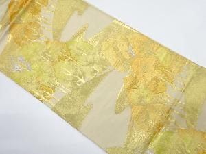 アンティーク　樹木に流水風景模様織出し袋帯（着用可）